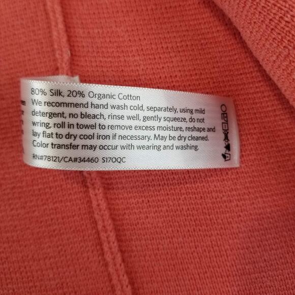 Eileen Fisher Cardigan Womens Small Coral Silk Organic Cotton Interlock Knit - Picture 6 of 9